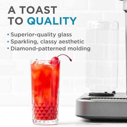 Bartesian Diamond Etched Highball Glasses - 10.5 Oz Tall High Ball Collins Glass Set for Mixed Cocktails & Mocktails - Classy Home Bar Mixing Glassware with Luxurious Gift Packaging - Set of 2 - My Kitchen Products