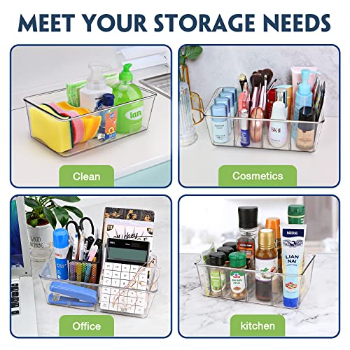 Batoto Pantry Organization and Storage Bins, Refrigerator Organizer Bins – Clear, Kitchen Organization and Storage with Dividers (2 Pack) - My Kitchen Products