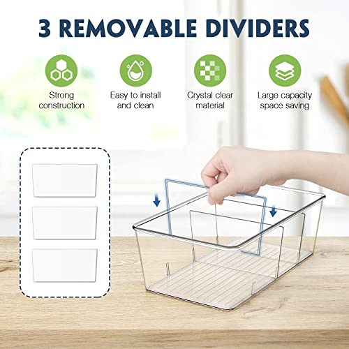 Batoto Pantry Organization and Storage Bins, Refrigerator Organizer Bins – Clear, Kitchen Organization and Storage with Dividers (2 Pack) - My Kitchen Products