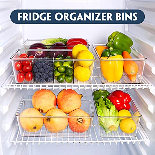 Batoto Pantry Organization and Storage Bins, Refrigerator Organizer Bins – Clear, Kitchen Organization and Storage with Dividers (2 Pack) - My Kitchen Products