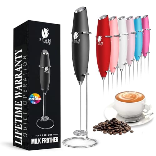 Bean Envy Milk Frother, Coffee Stirrers, Frother Wand, Milk Frother Handheld, Frother with stand, Hand Blender for Coffee, Lattes, Cappuccino, Matcha and Hot Chocolate – Kitchen Gifts - Black - My Kitchen Products