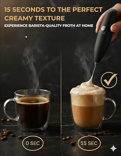 Bean Envy Milk Frother, Coffee Stirrers, Frother Wand, Milk Frother Handheld, Frother with stand, Hand Blender for Coffee, Lattes, Cappuccino, Matcha and Hot Chocolate – Kitchen Gifts - Black - My Kitchen Products