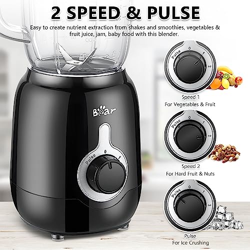 Bear Blender, 2025 New 700W Smoothie Countertop Blender with 40oz Cup for Shakes and Smoothies, 3-Speed for Crushing Ice, Puree and Frozen Fruit with Autonomous Clean - My Kitchen Products