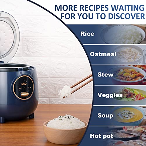 Bear Mini Rice Cooker 2 Cups Uncooked, 1.2L Portable Non-Stick Small Travel Rice Cooker, BPA Free, One Button to Cook and Keep Warm Function, Blue - My Kitchen Products