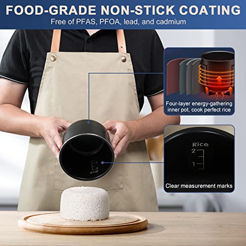Bear Mini Rice Cooker 2 Cups Uncooked, 1.2L Portable Non-Stick Small Travel Rice Cooker, BPA Free, One Button to Cook and Keep Warm Function, Blue - My Kitchen Products