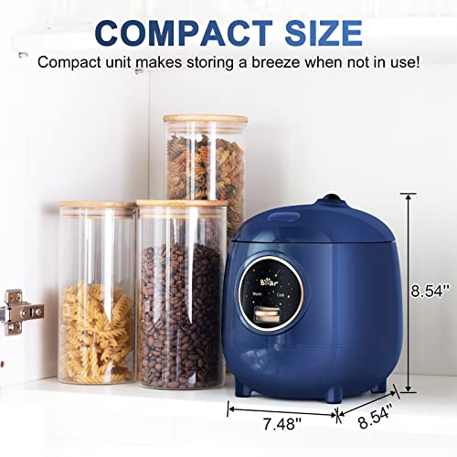 Bear Mini Rice Cooker 2 Cups Uncooked, 1.2L Portable Non-Stick Small Travel Rice Cooker, BPA Free, One Button to Cook and Keep Warm Function, Blue - My Kitchen Products
