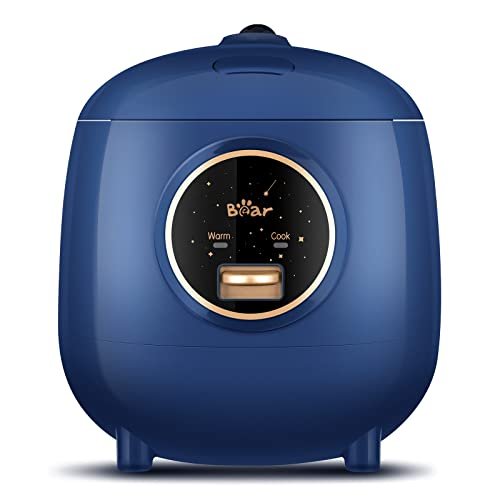 Bear Mini Rice Cooker 2 Cups Uncooked, 1.2L Portable Non-Stick Small Travel Rice Cooker, BPA Free, One Button to Cook and Keep Warm Function, Blue - My Kitchen Products