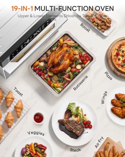 Beelicious 32QT Extra Large Air Fryer, 19-In-1 Air Fryer Toaster Oven Combo with Rotisserie and Dehydrator, Digital Convection Oven Countertop Airfryer Fit 13" Pizza, 6 Accessories, Stainless Steel - My Kitchen Products