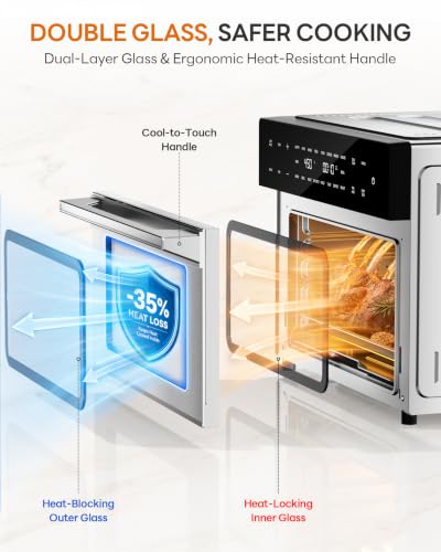Beelicious 32QT Extra Large Air Fryer, 19-In-1 Air Fryer Toaster Oven Combo with Rotisserie and Dehydrator, Digital Convection Oven Countertop Airfryer Fit 13" Pizza, 6 Accessories, Stainless Steel - My Kitchen Products