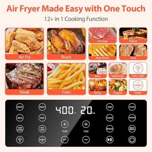Beelicious Large AirFryer, 12-in-1 Digital Airfryer with Window, Dishwasher Safe, 5.8Qt, 40+ Recipes, Flavor-Lock Tech, Shake Reminder, Compact, Quiet, Nonstick Air Fryers. Black - My Kitchen Products