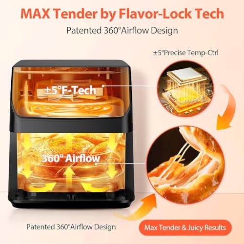 Beelicious Large AirFryer, 12-in-1 Digital Airfryer with Window, Dishwasher Safe, 5.8Qt, 40+ Recipes, Flavor-Lock Tech, Shake Reminder, Compact, Quiet, Nonstick Air Fryers. Black - My Kitchen Products