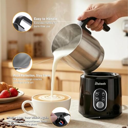 Beleeb Detachable Milk Frother and Steamer: Hands-Free Froth & Clean 11.8oz - My Kitchen Products