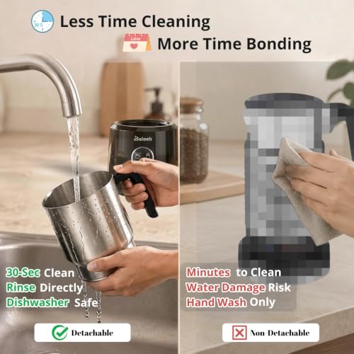Beleeb Detachable Milk Frother and Steamer: Hands-Free Froth & Clean 11.8oz - My Kitchen Products