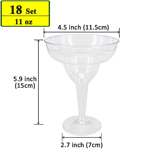 Belinlen 18 Count 11oz Clear Hard Plastic Margarita Glasses/Party Cups Wedding Parties Cocktail Cups - My Kitchen Products