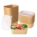Belinlen 50 Sets 25oz Disposable Kraft Paper Bowls with Lids, Rectangle Paper Food Containers with Lids, Salad Bowls for Hot/Cold Food, Soup, Meal Prep, Ice Cream, Takeout, Party Supplies(750ml) - My Kitchen Products