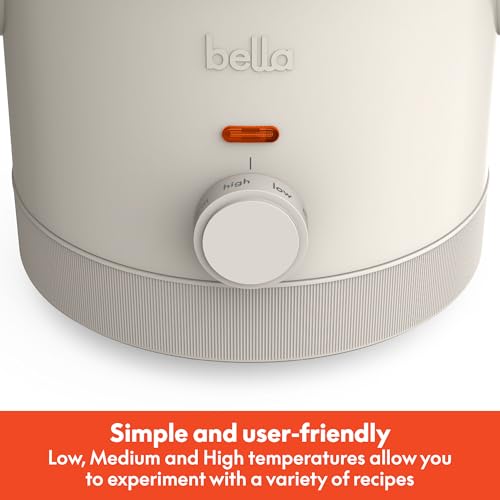 bella 1.5 Qt Slow Cooker with 3 Heat Manual Control, Ceramic Nonstick Coating, Dishwasher Safe Stoneware Pot and Tempered Glass Lid, Tangle Free Cord Wrap & Cool Touch Handles, Oatmilk - My Kitchen Products