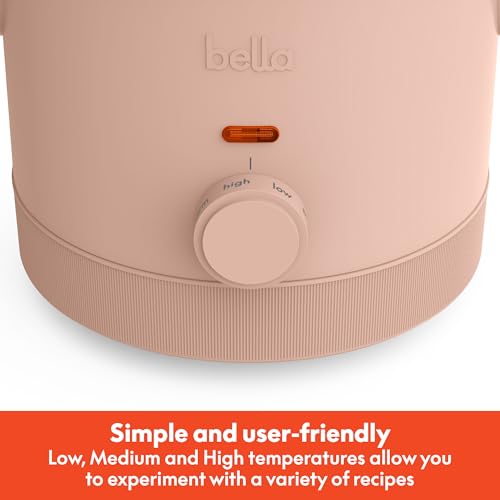 bella 1.5 Qt Slow Cooker with 3 Heat Manual Control, Ceramic Nonstick Coating, Dishwasher Safe Stoneware Pot and Tempered Glass Lid, Tangle Free Cord Wrap & Cool Touch Handles, Blossom - My Kitchen Products