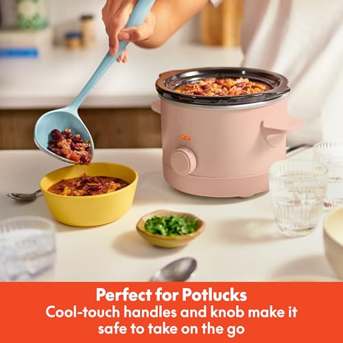 bella 1.5 Qt Slow Cooker with 3 Heat Manual Control, Ceramic Nonstick Coating, Dishwasher Safe Stoneware Pot and Tempered Glass Lid, Tangle Free Cord Wrap & Cool Touch Handles, Blossom - My Kitchen Products