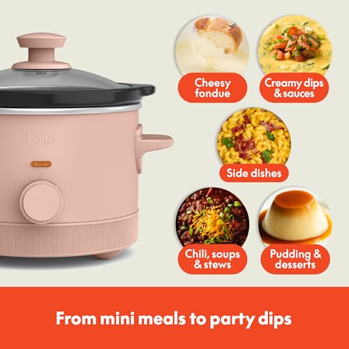 bella 1.5 Qt Slow Cooker with 3 Heat Manual Control, Ceramic Nonstick Coating, Dishwasher Safe Stoneware Pot and Tempered Glass Lid, Tangle Free Cord Wrap & Cool Touch Handles, Blossom - My Kitchen Products