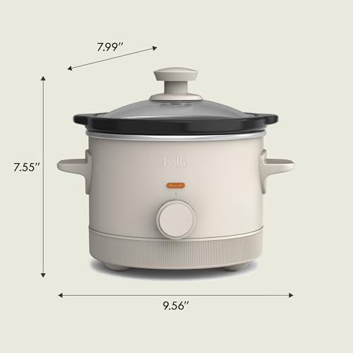 bella 1.5 Qt Slow Cooker with 3 Heat Manual Control, Ceramic Nonstick Coating, Dishwasher Safe Stoneware Pot and Tempered Glass Lid, Tangle Free Cord Wrap & Cool Touch Handles, Oatmilk - My Kitchen Products