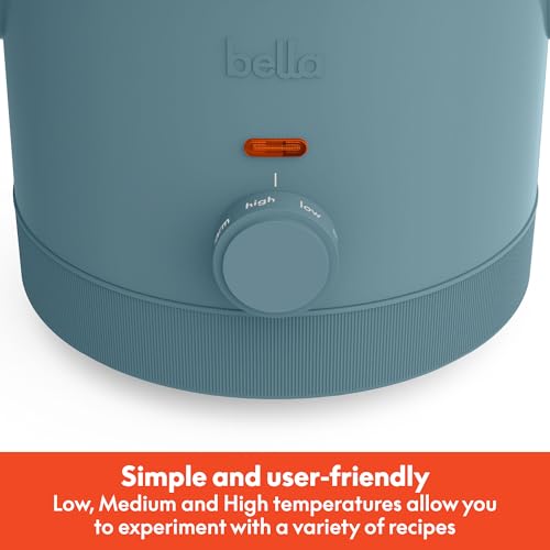 bella 1.5 Qt Slow Cooker with 3 Heat Manual Control, Ceramic Nonstick Coating, Dishwasher Safe Stoneware Pot and Tempered Glass Lid, Tangle Free Cord Wrap & Cool Touch Handles, Surf - My Kitchen Products