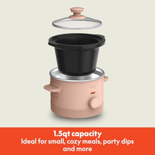 bella 1.5 Qt Slow Cooker with 3 Heat Manual Control, Ceramic Nonstick Coating, Dishwasher Safe Stoneware Pot and Tempered Glass Lid, Tangle Free Cord Wrap & Cool Touch Handles, Blossom - My Kitchen Products