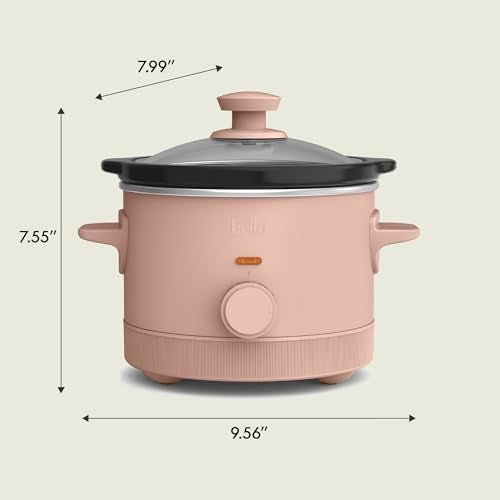 bella 1.5 Qt Slow Cooker with 3 Heat Manual Control, Ceramic Nonstick Coating, Dishwasher Safe Stoneware Pot and Tempered Glass Lid, Tangle Free Cord Wrap & Cool Touch Handles, Blossom - My Kitchen Products