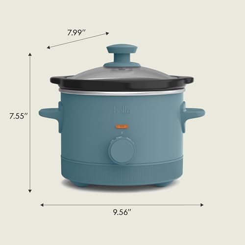 bella 1.5 Qt Slow Cooker with 3 Heat Manual Control, Ceramic Nonstick Coating, Dishwasher Safe Stoneware Pot and Tempered Glass Lid, Tangle Free Cord Wrap & Cool Touch Handles, Surf - My Kitchen Products