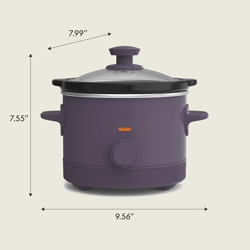 bella 1.5 Qt Slow Cooker with 3 Heat Manual Control, Ceramic Nonstick Coating, Dishwasher Safe Stoneware Pot and Tempered Glass Lid, Tangle Free Cord Wrap & Cool Touch Handles, Plum - My Kitchen Products