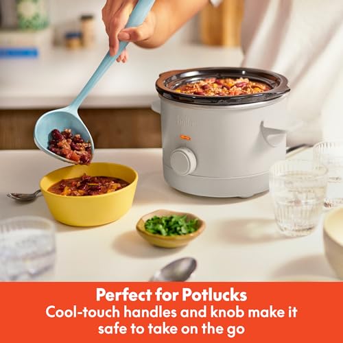 bella 1.5 Qt Slow Cooker with 3 Heat Manual Control, Ceramic Nonstick Coating, Dishwasher Safe Stoneware Pot and Tempered Glass Lid, Tangle Free Cord Wrap & Cool Touch Handles, Oatmilk - My Kitchen Products