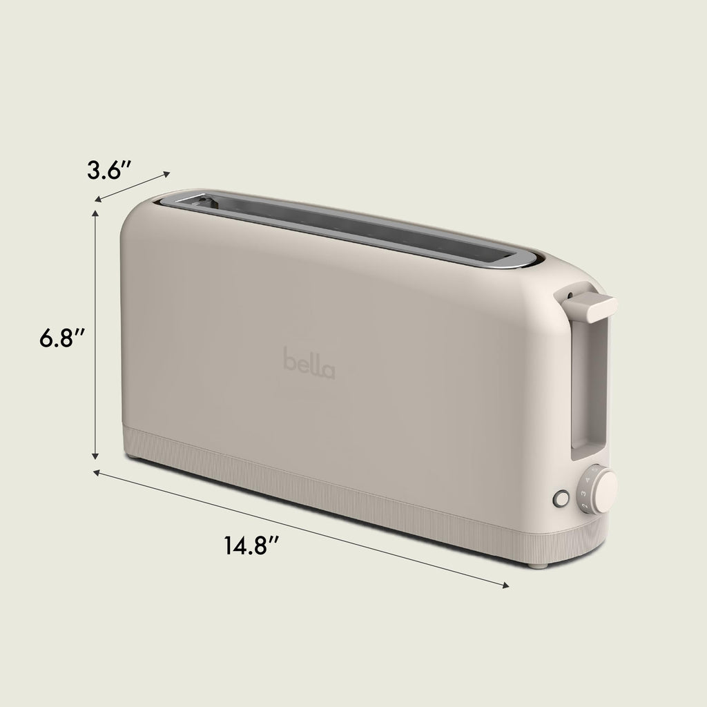 bella 2 Slice Slim Toaster, Fits-anywhere™ Kitchenware, 6 Setting Shade Control with Reheat & Cancel Buttons, Fits sourdough, 10” Long Slot, Anti Jam & Auto Shutoff, 900 Watt, Oatmilk - My Kitchen Products