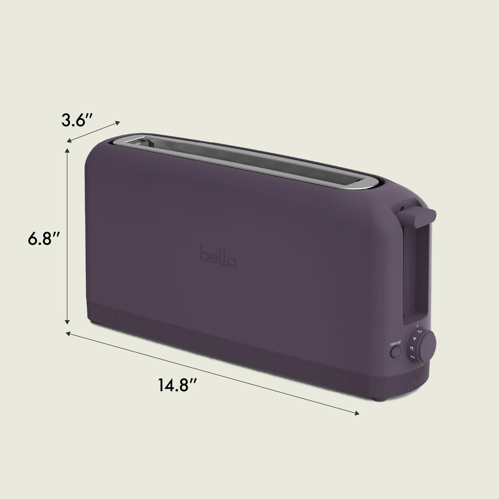 bella 2 Slice Slim Toaster, Fits-anywhere™ Kitchenware, 6 Setting Shade Control with Reheat & Cancel Buttons, Fits sourdough, 10” Long Slot, Anti Jam & Auto Shutoff, 900 Watt, Plum - My Kitchen Products
