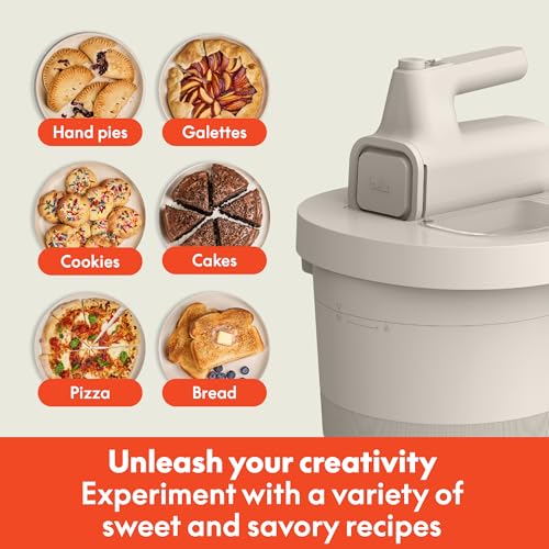 bella 3.5 Qt Hand & Stand Mixer, 2 in 1 Electric Mixer with Bowl, Dough Hook, Whisk & Egg Beater, Multifunctional Handheld Mixer for Baking, 200 Watt, Oatmilk - My Kitchen Products