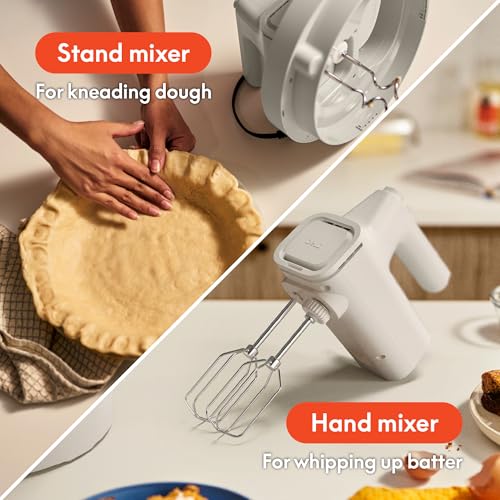 bella 3.5 Qt Hand & Stand Mixer, 2 in 1 Electric Mixer with Bowl, Dough Hook, Whisk & Egg Beater, Multifunctional Handheld Mixer for Baking, 200 Watt, Oatmilk - My Kitchen Products