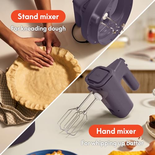 bella 3.5 Qt Hand & Stand Mixer, 2 in 1 Electric Mixer with Bowl, Dough Hook, Whisk & Egg Beater, Multifunctional Handheld Mixer for Baking, 200 Watt, Plum - My Kitchen Products