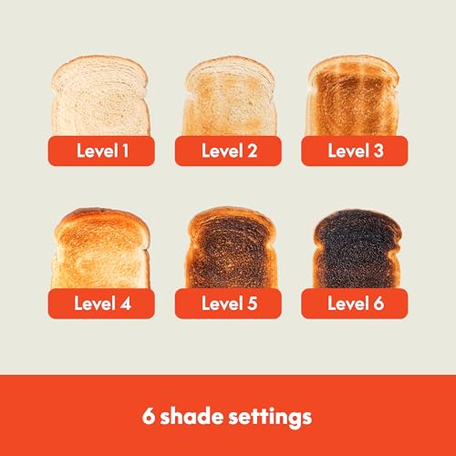 bella 4 Slice Toaster, 6 Setting Shade Control with Reheat & Cancel Buttons, Removable Crumb Tray, Anti Jam & Auto Shutoff, 900 Watt, Oatmilk - My Kitchen Products