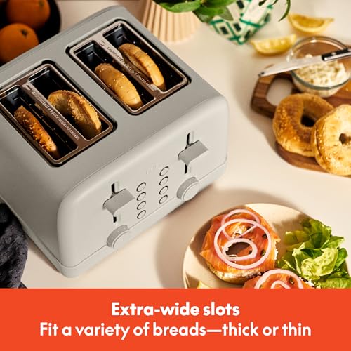 bella 4 Slice Toaster, 6 Setting Shade Control with Reheat & Cancel Buttons, Removable Crumb Tray, Anti Jam & Auto Shutoff, 900 Watt, Oatmilk - My Kitchen Products