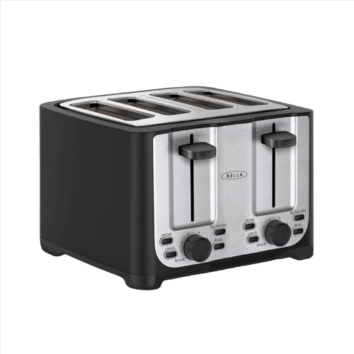 bella 4 Slice Toaster with Auto Shut Off, Extra Wide Slots & Removable Crumb Tray and Cancel, Defrost & Reheat Function, Toast Bread & Bagel, Black - My Kitchen Products