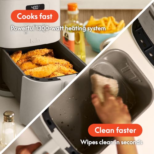 bella 4Qt Slim Air Fryer, Fits-anywhere™ Kitchenware, EverGood™ Ceramic Nonstick Coating, Adjustable Temperature, 6 Preset Cooking Options, 60 Min Auto Shutoff w Audible Tone, 3.3lb Capacity, Oatmilk - My Kitchen Products