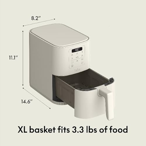 bella 4Qt Slim Air Fryer, Fits-anywhere™ Kitchenware, EverGood™ Ceramic Nonstick Coating, Adjustable Temperature, 6 Preset Cooking Options, 60 Min Auto Shutoff w Audible Tone, 3.3lb Capacity, Oatmilk - My Kitchen Products