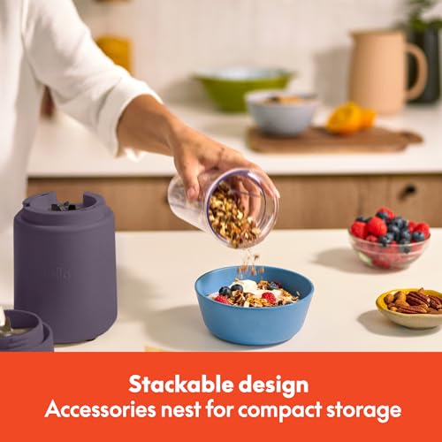 bella 6 Pcs Portable Rocket Blender, Juicer & Smoothie Maker, Press & Twist Design, EverGood™ & BPA Free Dishwasher Safe Parts, 4 Tip Stainless Steel Blade, Cord Wrap, 240 Watt Motor, Plum - My Kitchen Products