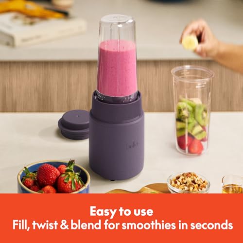 bella 6 Pcs Portable Rocket Blender, Juicer & Smoothie Maker, Press & Twist Design, EverGood™ & BPA Free Dishwasher Safe Parts, 4 Tip Stainless Steel Blade, Cord Wrap, 240 Watt Motor, Plum - My Kitchen Products