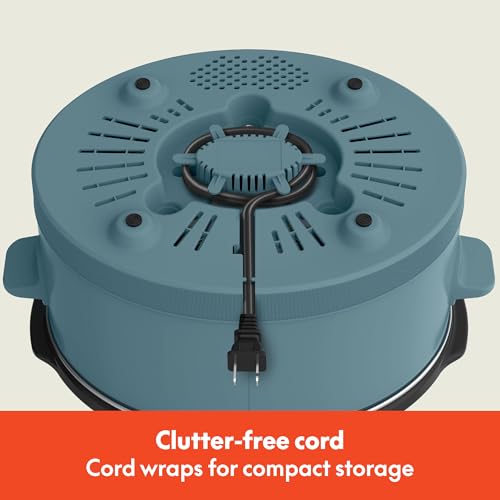 bella 6.0 Qt Manual Slow Cooker, Ceramic Nonstick Coating, 3 Temperature Settings, Dishwasher Safe Stoneware Pot and Tempered Glass Lid, Cool Touch Handles & Tangle Free Cord Wrap, Surf - My Kitchen Products