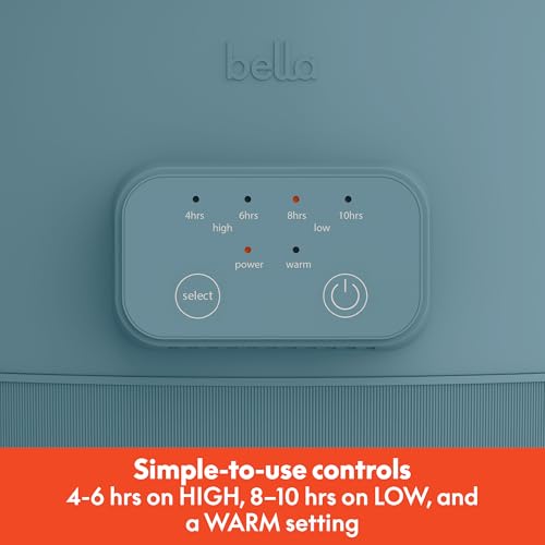 bella 6.0 Qt Programmable Slow Cooker, Ceramic Nonstick Coating, Adjustable Temperature & Cooking Times, Dishwasher Safe Stoneware Pot & Tempered Glass Lid, Tangle Free Cord Wrap, Surf - My Kitchen Products