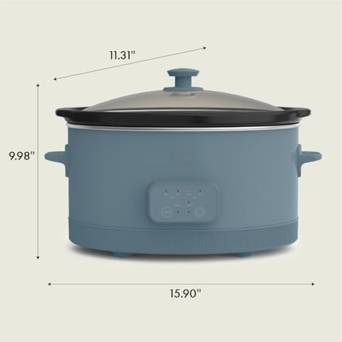 bella 6.0 Qt Programmable Slow Cooker, Ceramic Nonstick Coating, Adjustable Temperature & Cooking Times, Dishwasher Safe Stoneware Pot & Tempered Glass Lid, Tangle Free Cord Wrap, Surf - My Kitchen Products