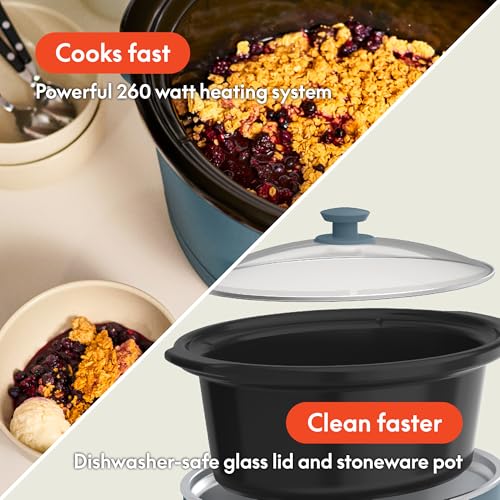 bella 6.0 Qt Programmable Slow Cooker, Ceramic Nonstick Coating, Adjustable Temperature & Cooking Times, Dishwasher Safe Stoneware Pot & Tempered Glass Lid, Tangle Free Cord Wrap, Surf - My Kitchen Products