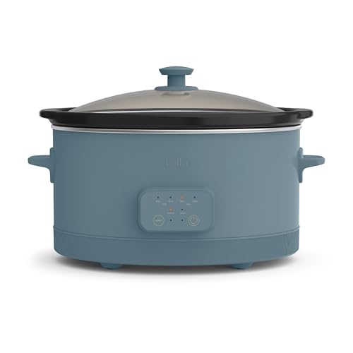 bella 6.0 Qt Programmable Slow Cooker, Ceramic Nonstick Coating, Adjustable Temperature & Cooking Times, Dishwasher Safe Stoneware Pot & Tempered Glass Lid, Tangle Free Cord Wrap, Surf - My Kitchen Products