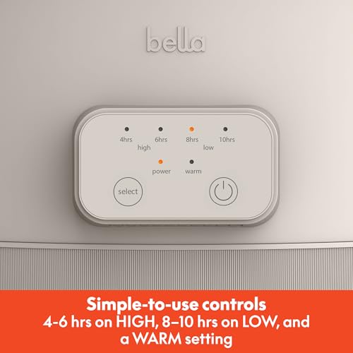 bella 6.0 Qt Programmable Slow Cooker, Ceramic Nonstick Coating, Adjustable Temperature & Cooking Times, Dishwasher Safe Stoneware Pot & Tempered Glass Lid, Tangle Free Cord Wrap, Oatmilk - My Kitchen Products