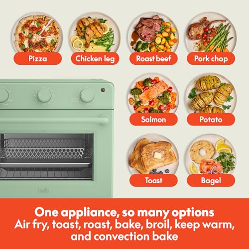 bella Air Fry Toaster Oven, 7 Preset Cooking Options, Dishwasher-Safe EverGood Coated Trays Included, 60-Minute Auto Shutoff w Audible Timer, Power Indicator Light, 1700 Watt, Seaglass - My Kitchen Products