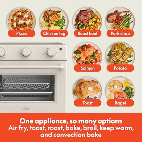 bella Air Fry Toaster Oven, 7 Preset Cooking Options, Dishwasher-Safe EverGood Coated Trays Included, 60-Minute Auto Shutoff w Audible Timer, Power Indicator Light, 1700 Watt, Oatmilk - My Kitchen Products